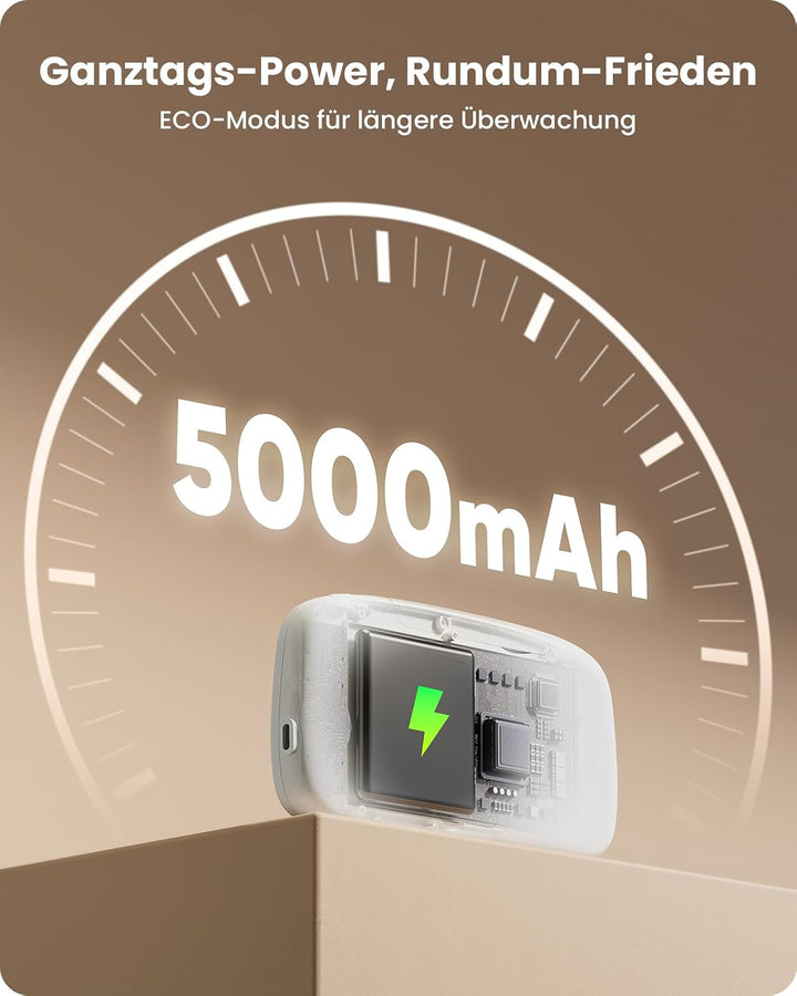 Babyphone mit 2 Kameras, 5000 mAh Akku mit 5 Zoll Bildschirm, 355° Schwenken- 4X-Zoom, Babyfone ohne