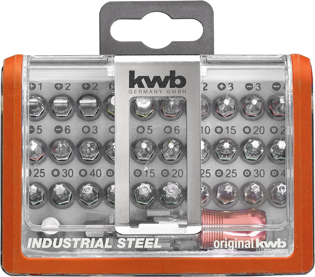 kwb Standard Bit-Box – 32-tlg. inkl. Bit-Halter, 1/4 Zoll Adapter und Sechskant Antrieb nach ISO 117