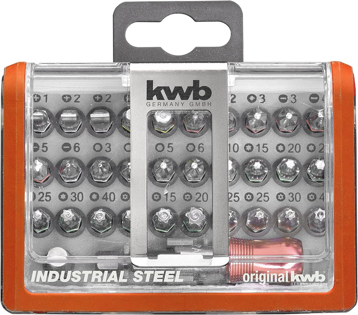 kwb Standard Bit-Box – 32-tlg. inkl. Bit-Halter, 1/4 Zoll Adapter und Sechskant Antrieb nach ISO 117