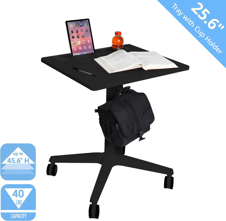 Seville Classics Höhenverstellbarer Tisch, Aluminium, 65 cm x 55 cm x 77.5 bis 115.8 cm (LxBxH) 65 x