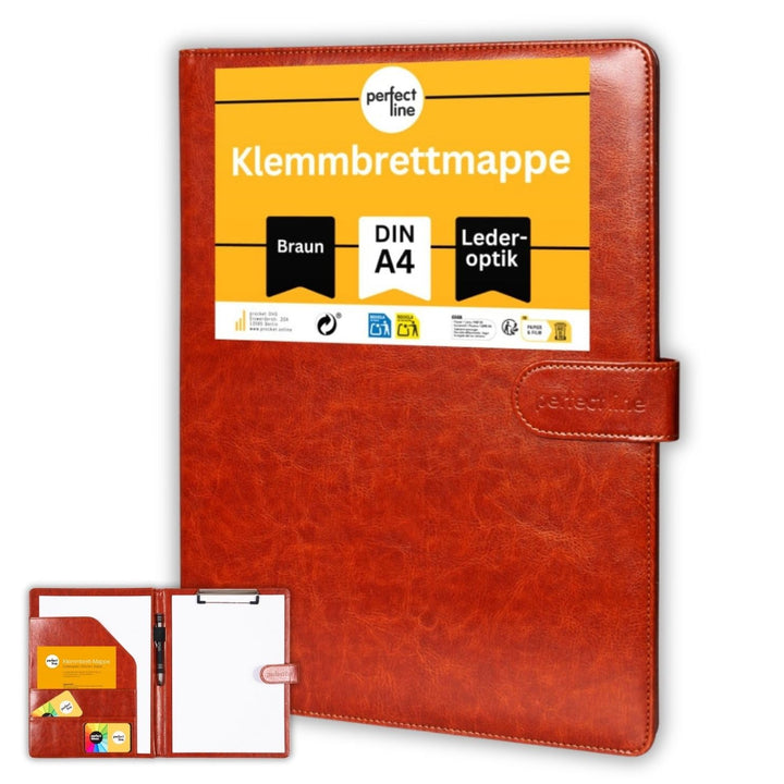 perfect line - Klemmbrettmappe DIN-A4 mit Magnetverschluss - aus strapazierfähigem Kunstleder in sti