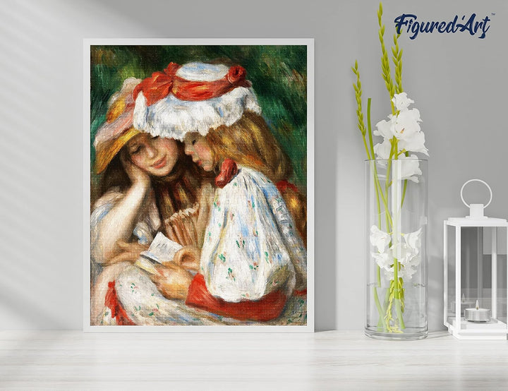 Figured'Art Diamond Painting Erwachsene 40x50cm Mit Rahmen Ganze Leinwand gespannt Zwei Lesende Mädc