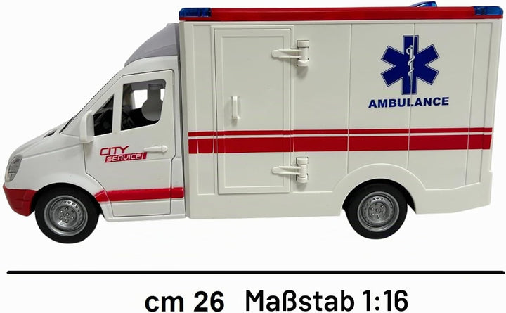 Generisch Krankenwagen Spielzeug mit Lichtern Sirenen Türen und Dach Öffnen Bewegung Kupplung Kranke
