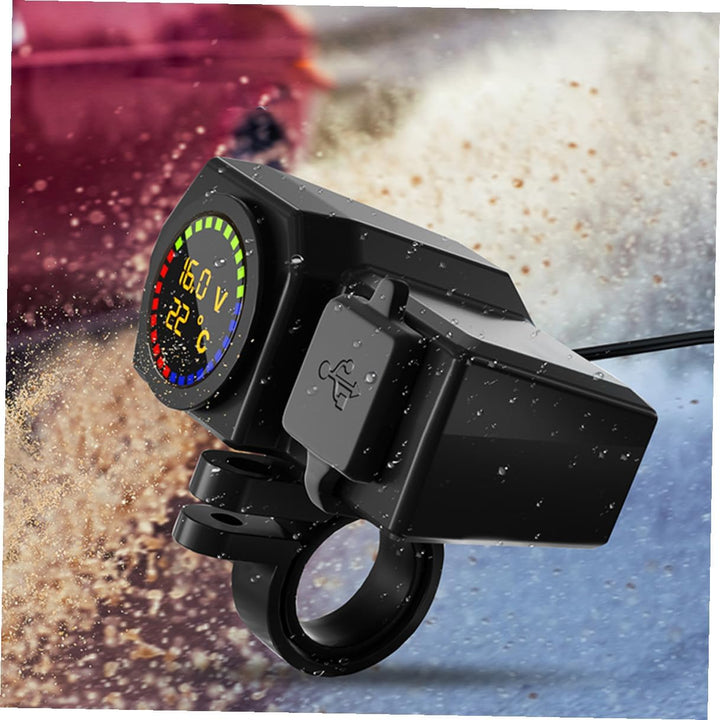 Yardwe Motorrad USB LadegeräT Dual USB -C Temperaturanzeige