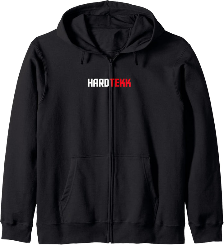 Cooler Hardtekk Schriftzug in Rot Weiss - Hard Tekk, Tekk Kapuzenjacke
