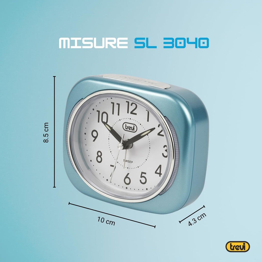 Trevi Retro Nachttisch/Reisewecker mit LED-Hintergrundbeleuchtung und leisem Sweep-Sekundenzeiger, K