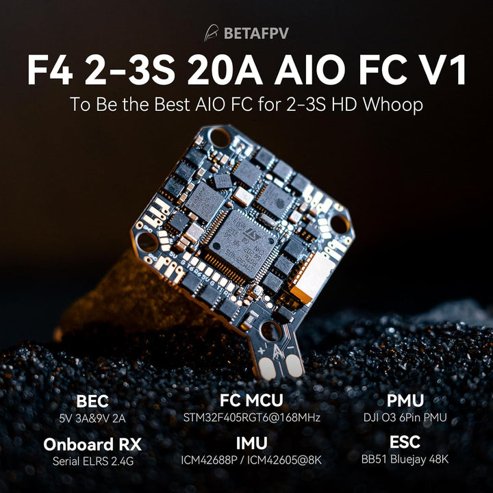 BETAFPV F4 2-3S 20A AIO Brushless Flight Controller, for HD 2-3S HD Whoop Quadcopter like Pavo Pico/