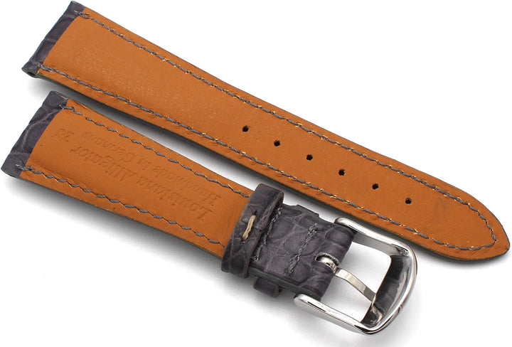 20mm XS Damenlänge Echt Alligator Vintage hangemacht in Deutschland Uhrenarmband Grau