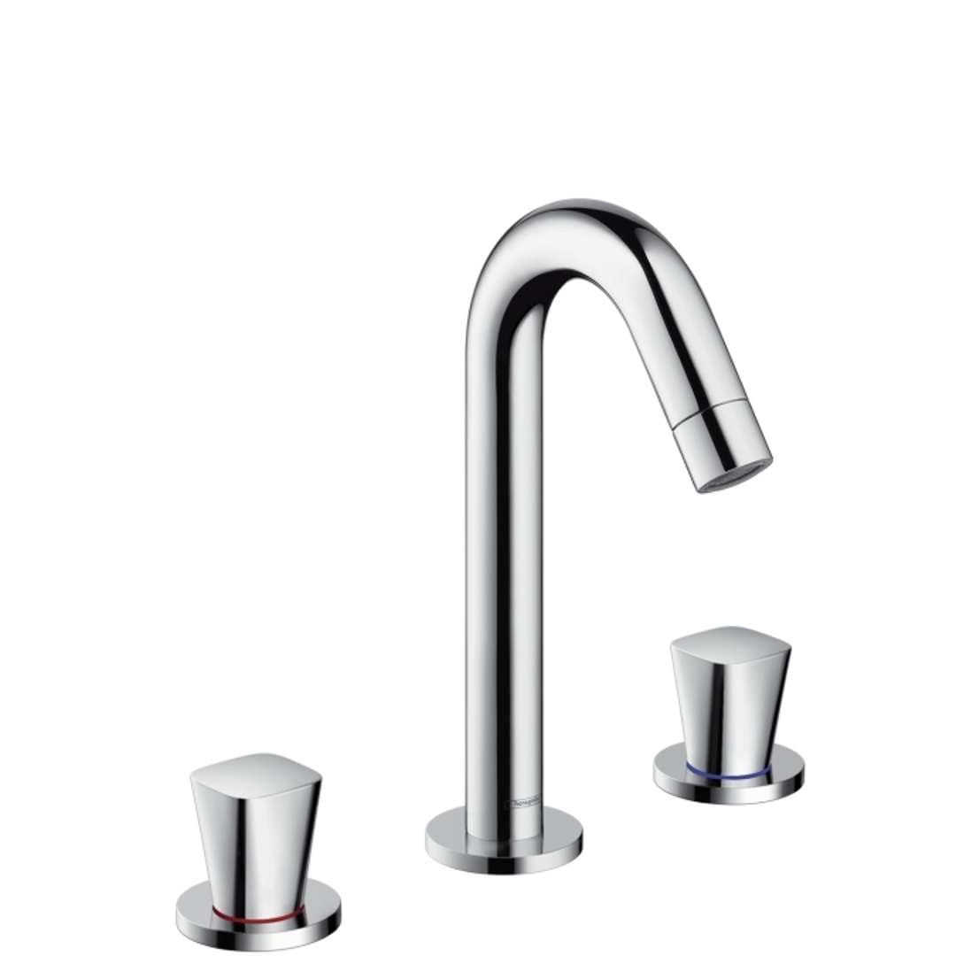 hansgrohe Wasserhahn Logis 3-Loch Waschtischarmatur, Auslauf Höhe 150mm mit Zugstangen-Ablaufgarnitu