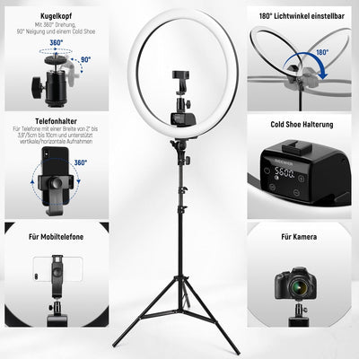 Neewer fortgeschritten 18 Zoll LED Ringlicht manuelle Touch Steuerung mit LCD Bildschirm Fernbedienu