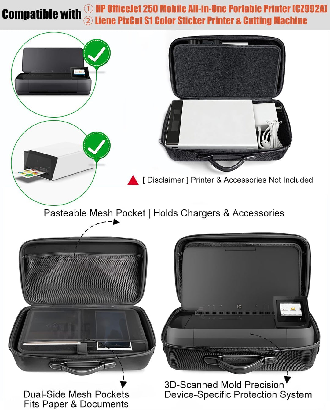 Tasche für HP OfficeJet 250 mobiler Multifunktionsdrucker (CZ992A), Tragetasche für hp officejet 250