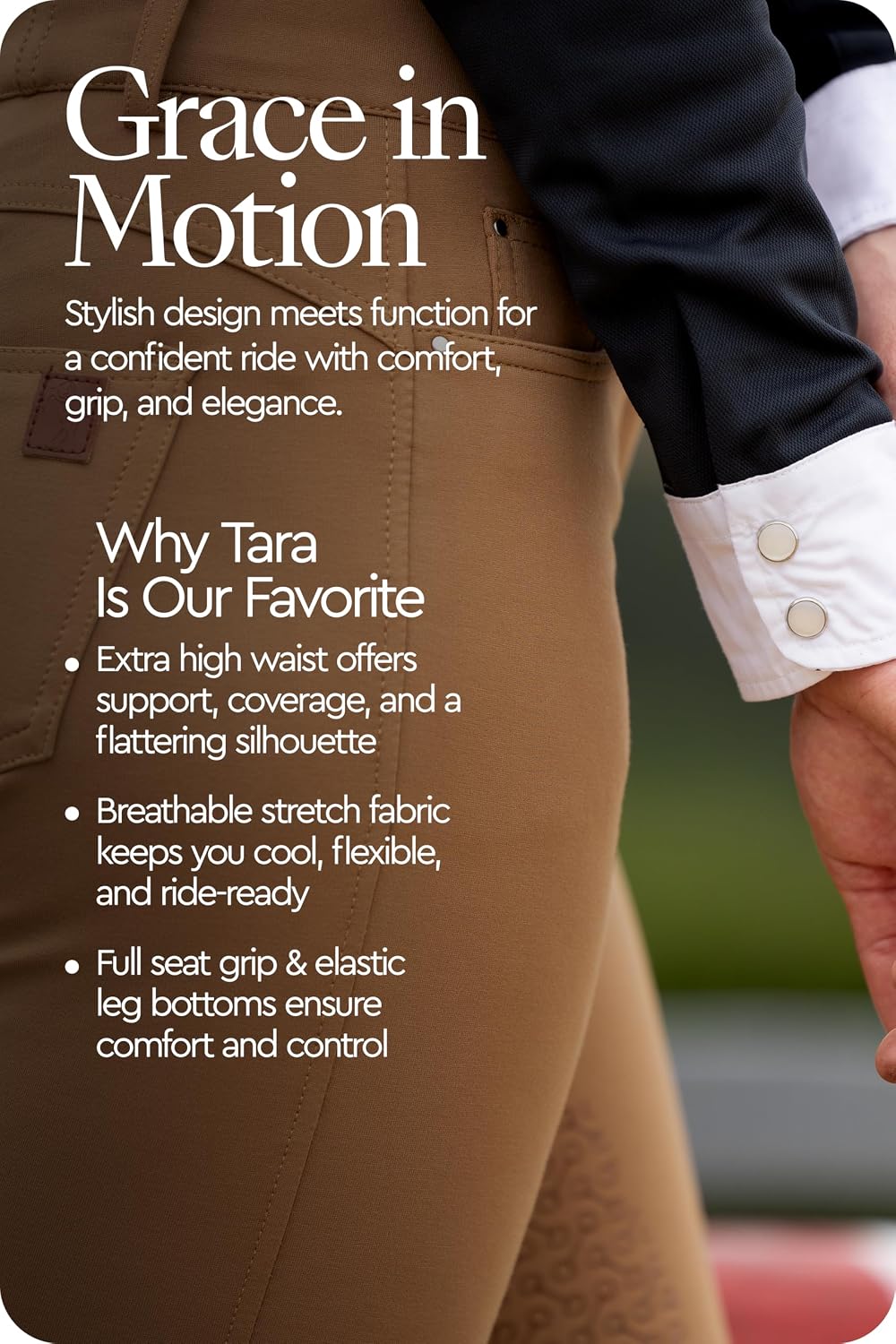 HORZE Damen Reithose Tara, High Waist Reithose mit Vollbesatz Silikon und Taschen Tobaccobraun 34, T