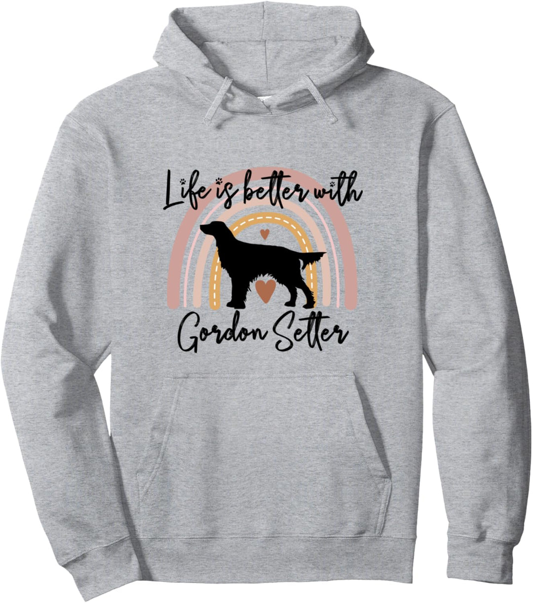 Life Better Gordon Setter Regenbogen-Hund Damen Pullover Hoodie