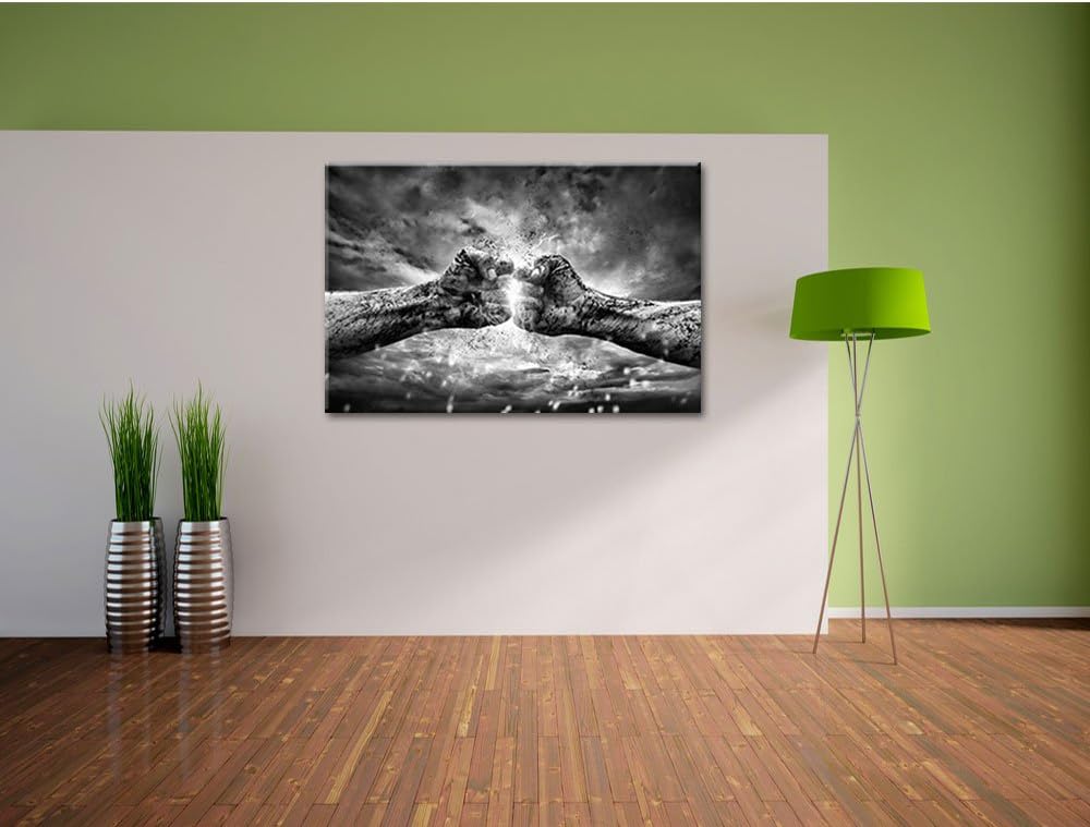 Pixxprint Fäuste treffen Sich mit Energie als Leinwandbild/Grösse: 100x70 cm/Wandbild/Kunstdruck/fer