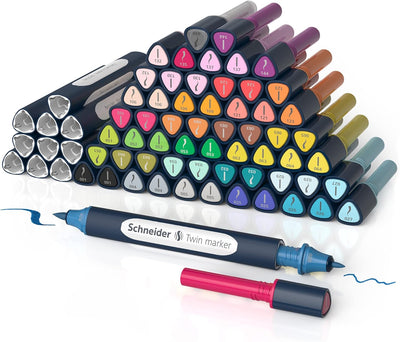Schneider 040 Paint-It Twinmarker Komplettset (Brush Tip & 1,0 mm Rundspitze,farbintensive Tinte auf