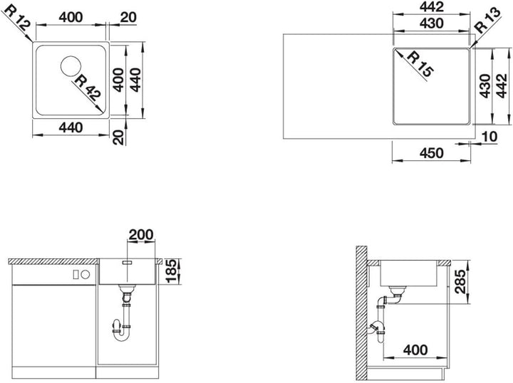 BLANCO SOLIS 400-IF | Edelstahl | Einbauart: Einbau von Oben & Flächenbündig | ohne Ablauffernbedien
