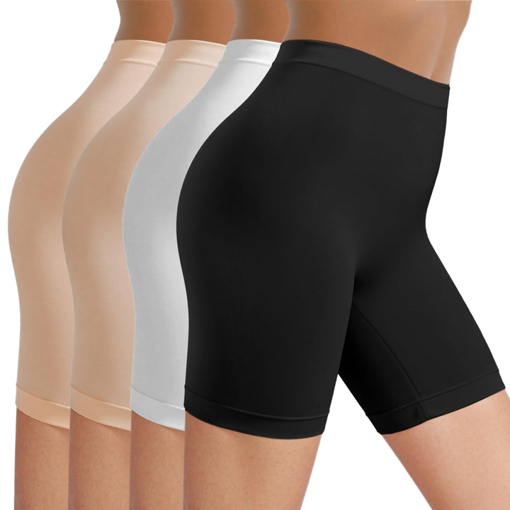 TIICHOO Radlerhose Damen Kurze Unter Kleid Anti Scheuer Sommer Leggings Kurz 4er Pack S 1schwarz/1we
