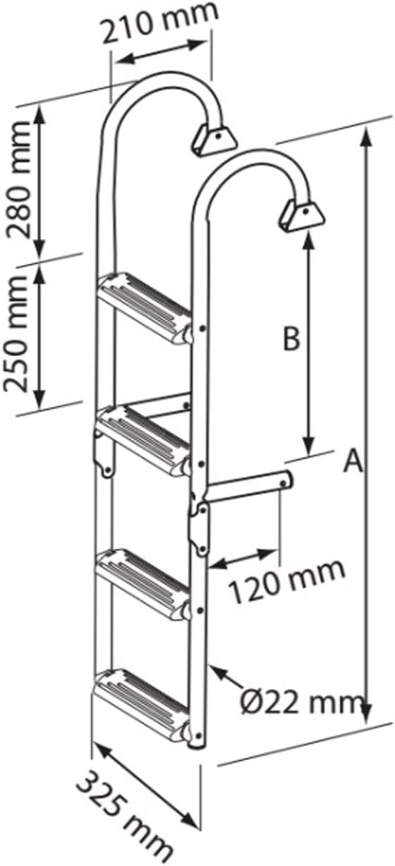 Nuova Rade Edelstahl Badeleiter mit 4 bis 6 Stufen einklappbar, Stufen:2 + 2, 2 + 2