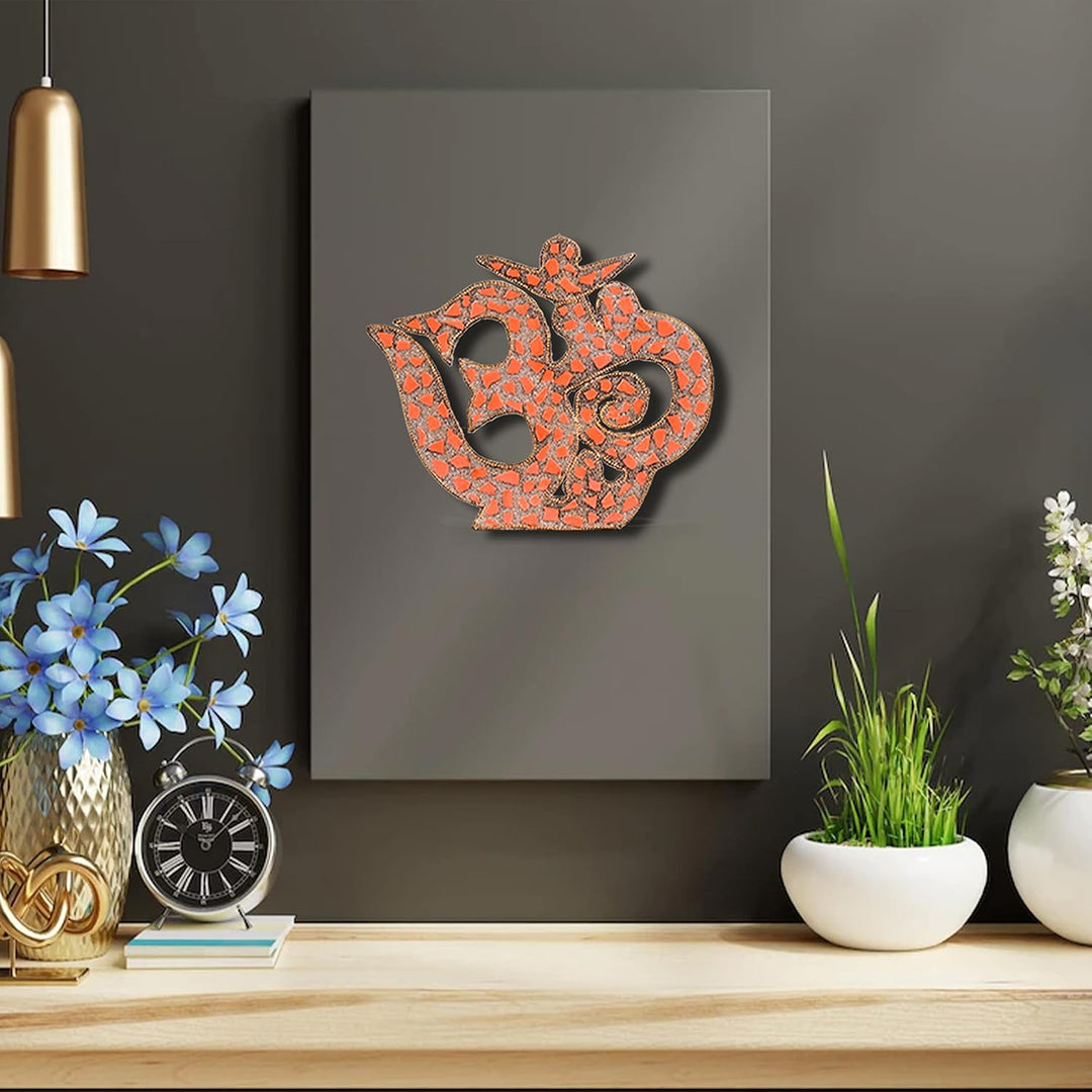 Wanddekoration aus Holz mit rotem Om-Symbol, handdekoriert, Om-Wandbehang für Wohnzimmer, Schlafzimm