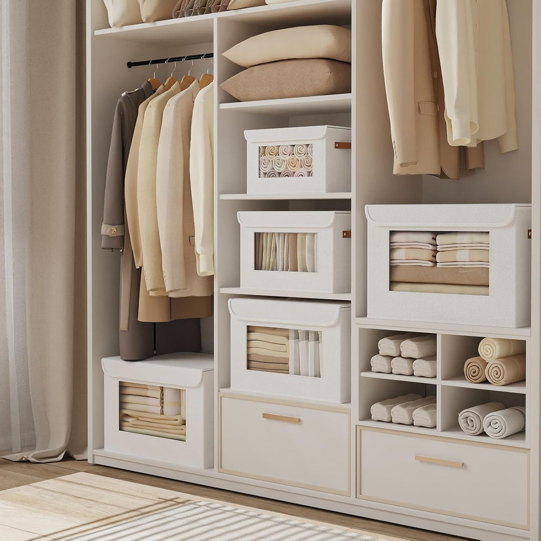 Aufbewahrungsbox mit Deckel Stoff, Schrank Organizer Kleiderschrank, Aufbewahrungsboxn mit Fenster,