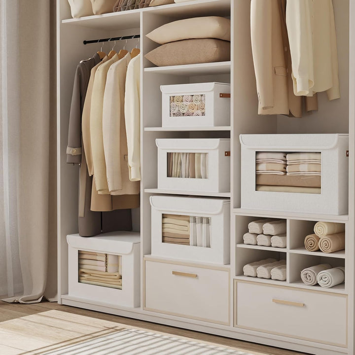 Aufbewahrungsbox mit Deckel Stoff, Schrank Organizer Kleiderschrank, Aufbewahrungsboxn mit Fenster,