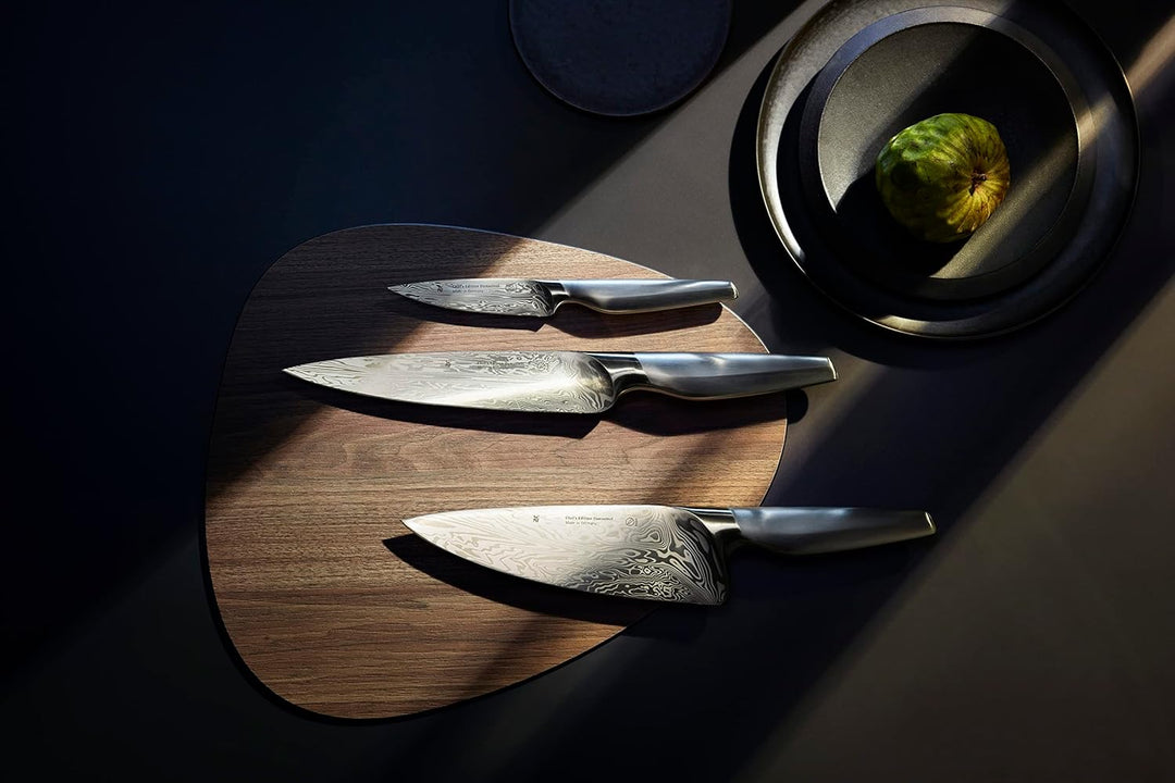 WMF Chef´s Edition Damasteel Messerset 3teilig, Made in Germany, 3 Messer geschmiedet, Küchenmesser,