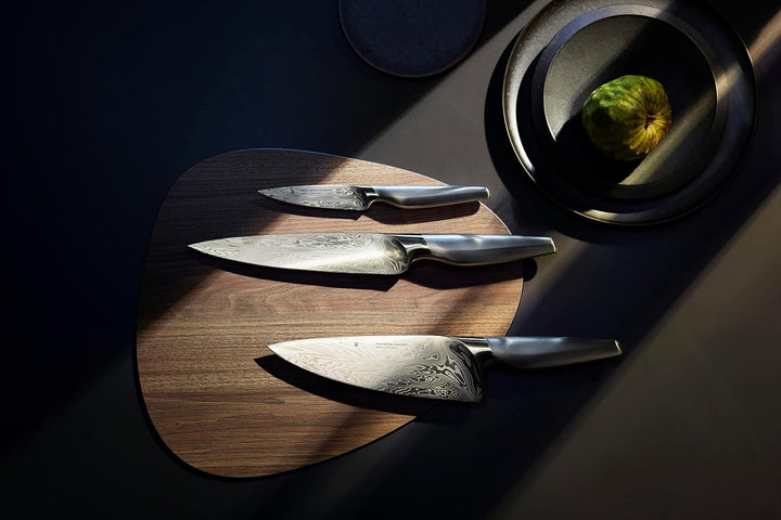 WMF Chef´s Edition Damasteel Messerset 3teilig, Made in Germany, 3 Messer geschmiedet, Küchenmesser,