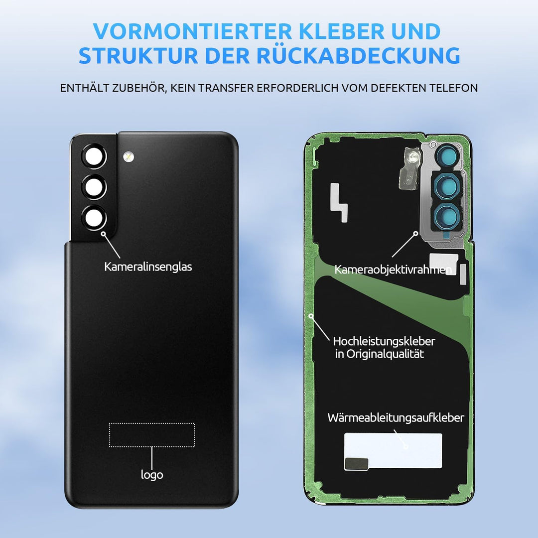 Eonpam Akkudeckel für Samsung Galaxy S21+ Plus 5G G996 Rückseite Glas Original Backcover Back Glas E