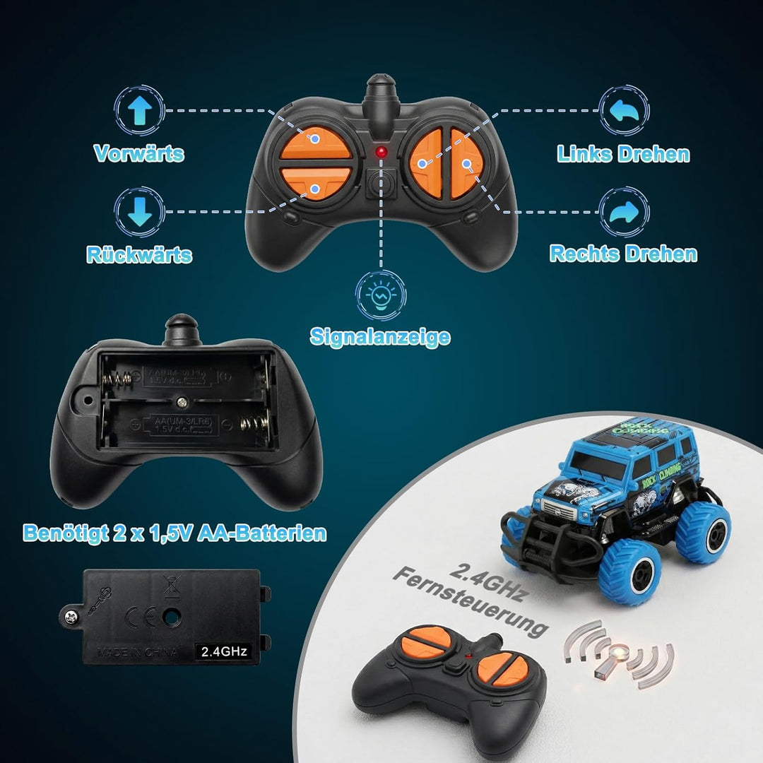 Pup Go Ferngesteuertes Auto Schnell mit Licht für Kinder 3-9 Jahr, Robust Mini RC Auto Offroad Indoo