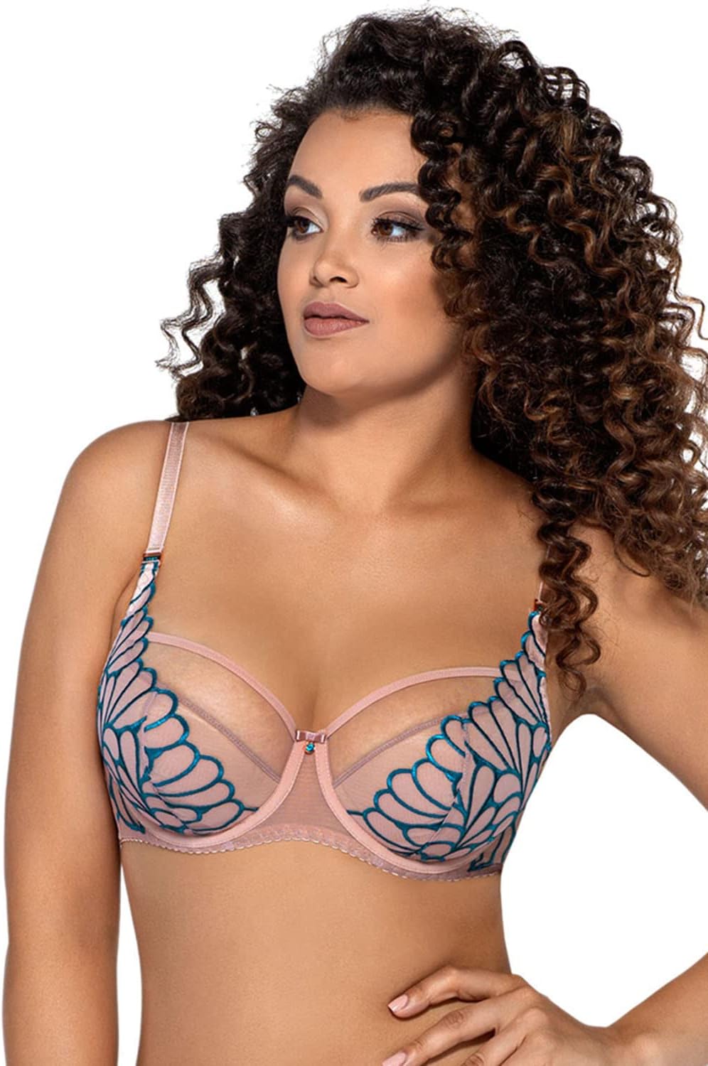 AVA Dame Habversteifter BH Träger Stickerei Tüll Klassisch Schleife 1927 Angel 65I Grün, 65I Grü