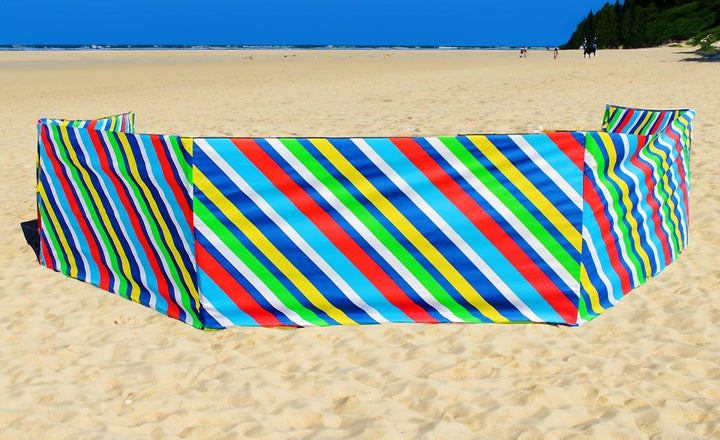 Windschutz Strand, Sichtschutz für Strand, Garten und Camping, Strandwindschutz, Strandzaun Regenbog