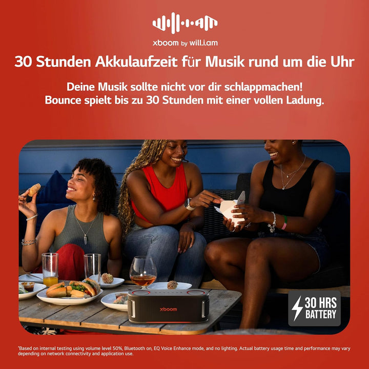LG xboom Bounce by will.i.am, tragbarer Bluetooth-Lautsprecher (Signature Sound, nach Oben gerichtet