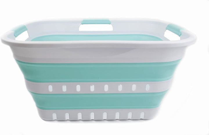 SAMMART 30L Collapsible 3 Handled Plastic Wäschekorb - Faltbarer Pop-Up-Vorratsbehälter/Organizer -