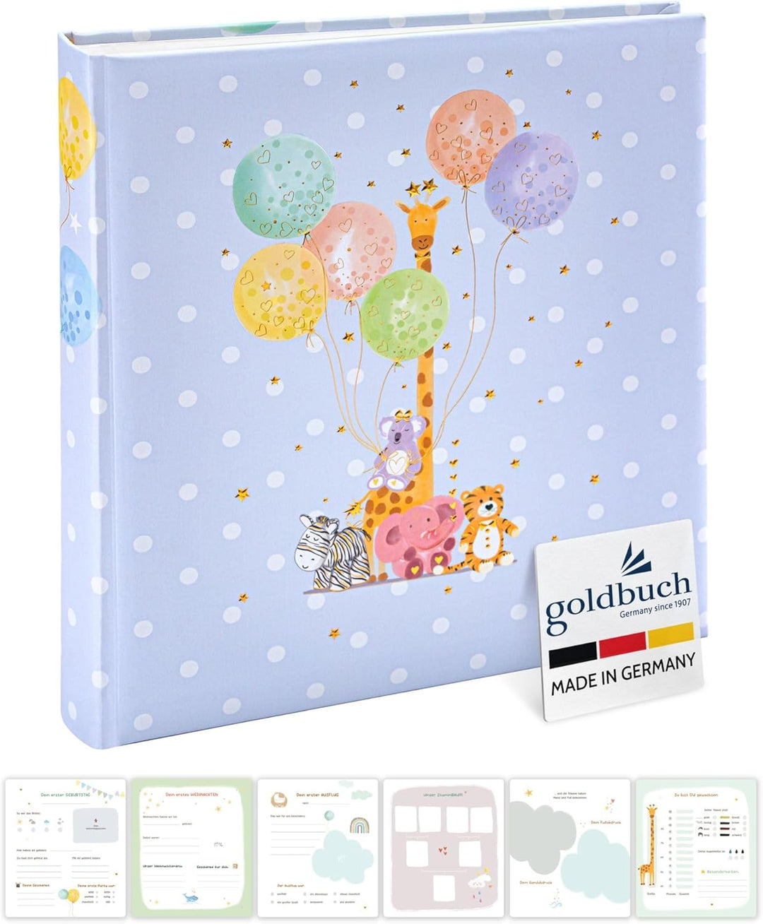 goldbuch 15 403 Babyalbum Balloon Party, Babybuch 30 x 31 x 4 cm, Fotoalbum mit 58 weissen Blankosei