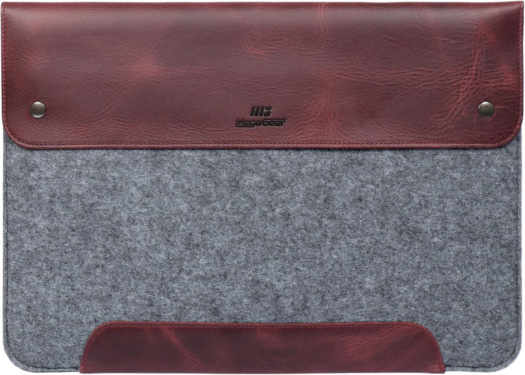 MegaGear MacBook-Tasche aus echtem Leder und Fleece, Laptop-Hülle für MacBook Pro und MacBook Air Hü