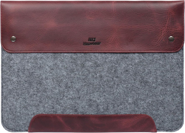 MegaGear MacBook-Tasche aus echtem Leder und Fleece, Laptop-Hülle für MacBook Pro und MacBook Air Hü