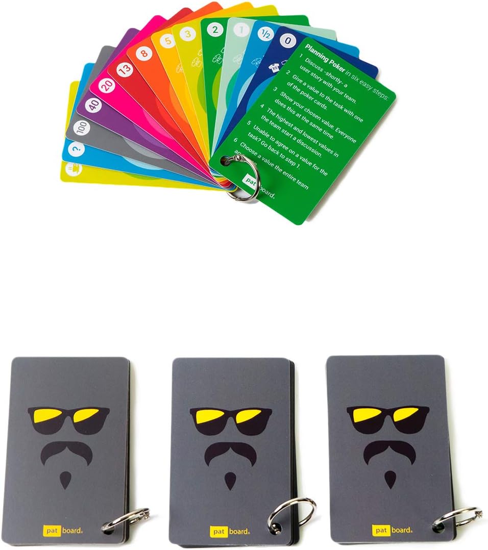 PATboard Planning Poker Cards - Set mit 4 Decks - Schreibwaren für agiles Scrum - Schätzung Fibonacc