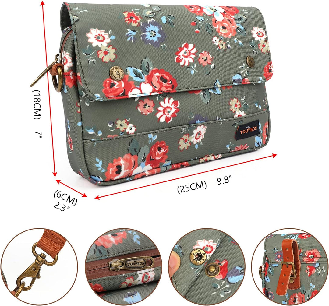 Tourbn Wasserdichte Leinwand Fahrradtaschen Fahrradtasche Lenkertasche Blumenmuster Grün, 25* 18* 6c