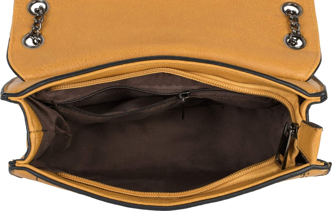 styleBREAKER Damen Umhängetasche mit Ziernähten und Kette, Schultertasche, Handtasche, Tasche 020123