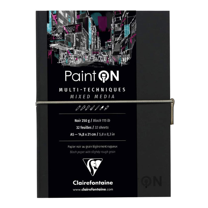 Clairefontaine 975185C Skizzenheft mit Fadenbindung Paint'On (32 Blatt, 250g) 1 Stück schwarz schwar