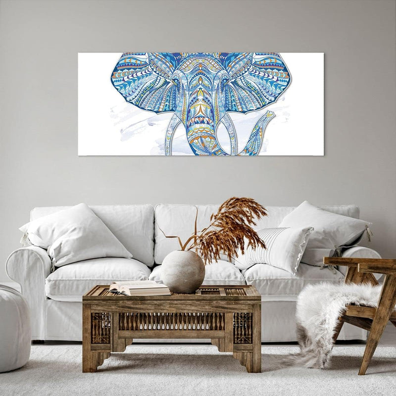 Wandbilder Dekoration Wohnzimmer Elefant Muster Tierwelt Afrika Panorama Bilder auf Leinwand 120x50c