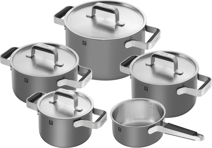 ZWILLING PURE Kochtopfset, 5-tlg, 18/10 Edelstahl, Keramik-Aussenbeschichtung, Stay-Cool-Griffe, Spü