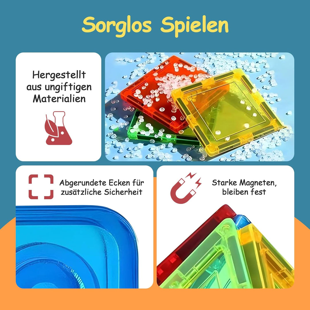 Olvy Magnetische Bausteine Montessori Spielzeug - 120 Magnetic Tiles Kinder - Magnetisches Konstrukt