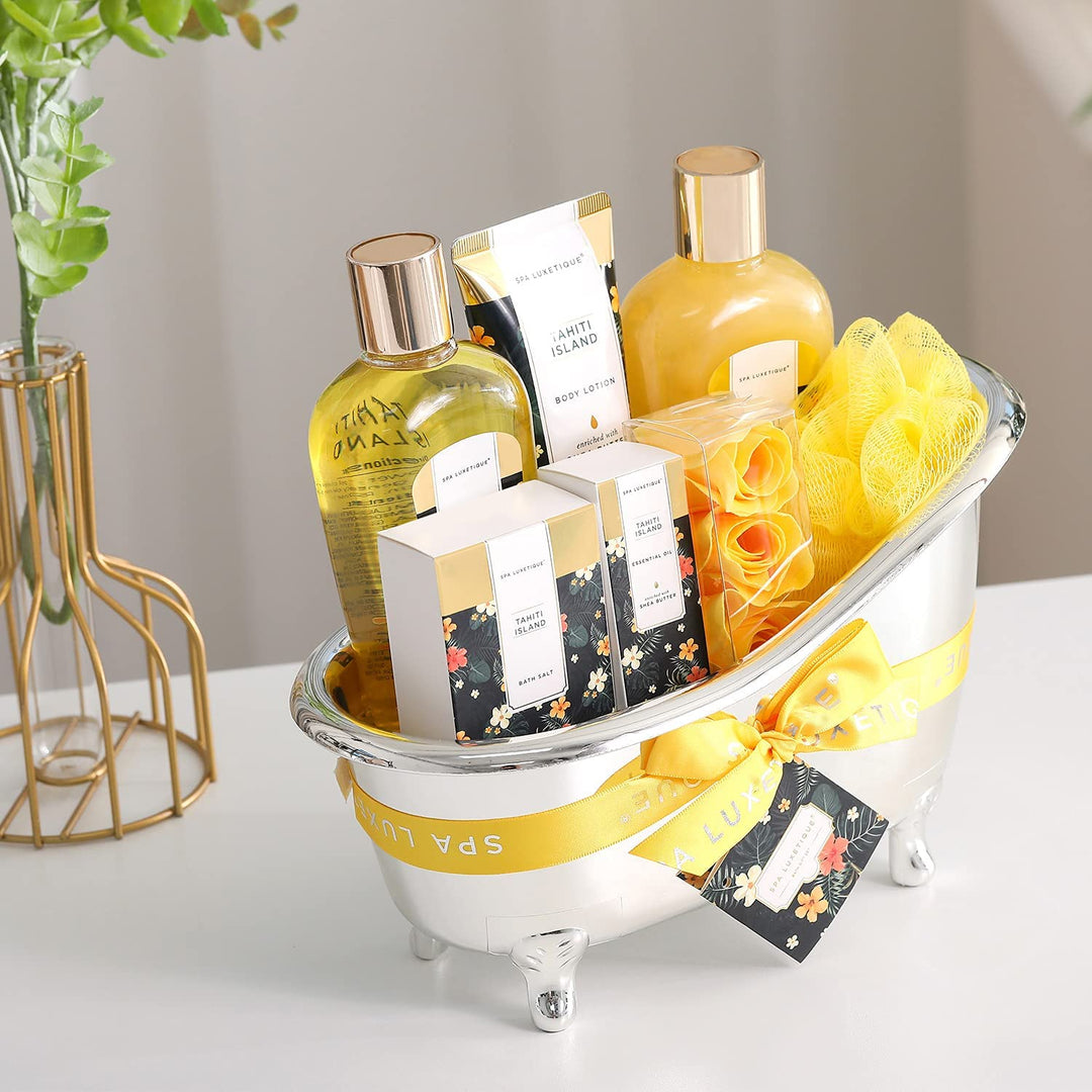 Geschenksets -Spa Luxetique 8pcs Tahiti Insel Badesets mit ätherischem Öl,Verwöhnen Geschenke für Fr