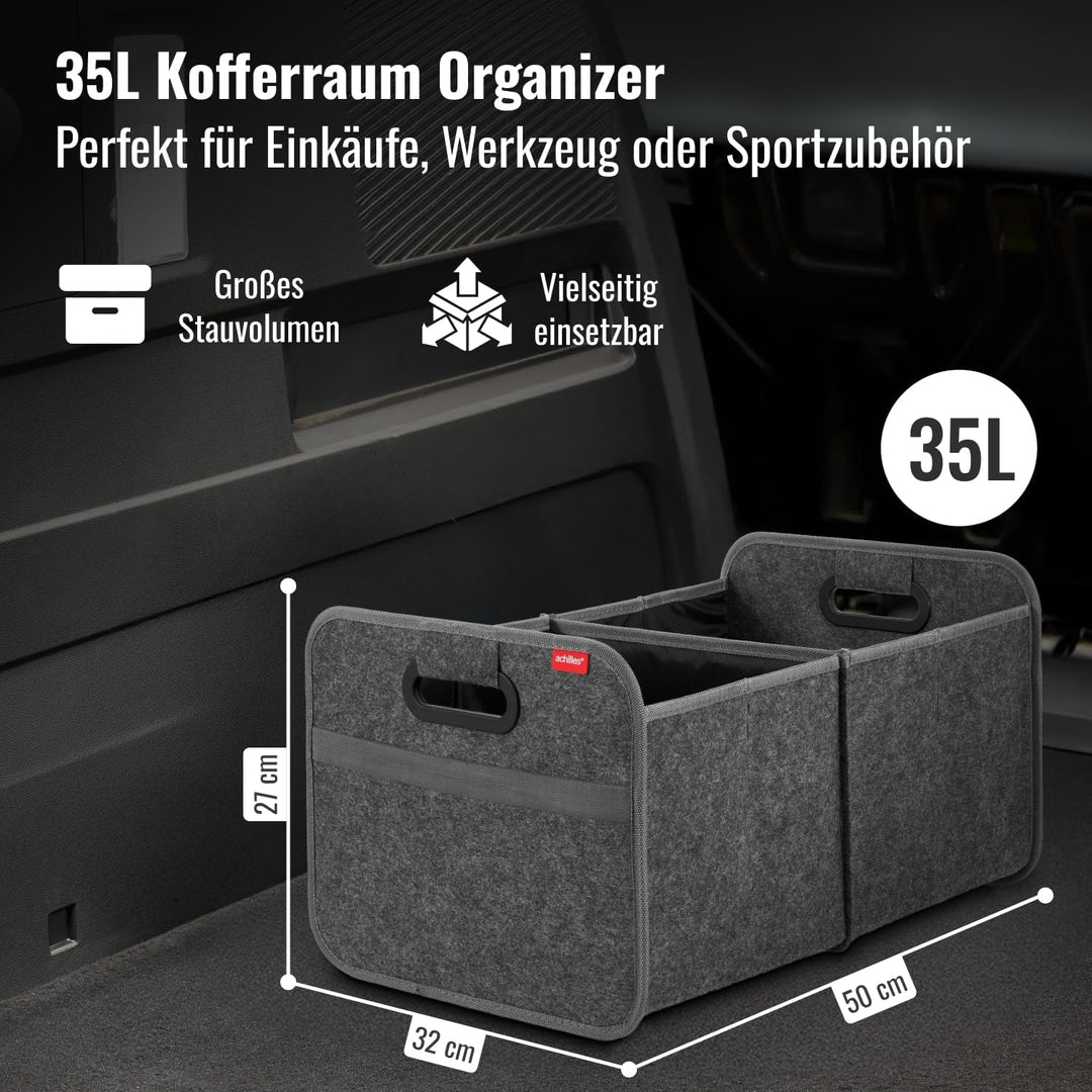 Achilles Auto-Faltbox XL - Kofferraumtasche Mit Grossem Stauraum - Grosse Filz-Einkaufstasche - Aufb