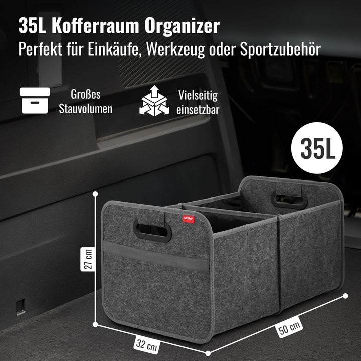Achilles Auto-Faltbox XL - Kofferraumtasche Mit Grossem Stauraum - Grosse Filz-Einkaufstasche - Aufb