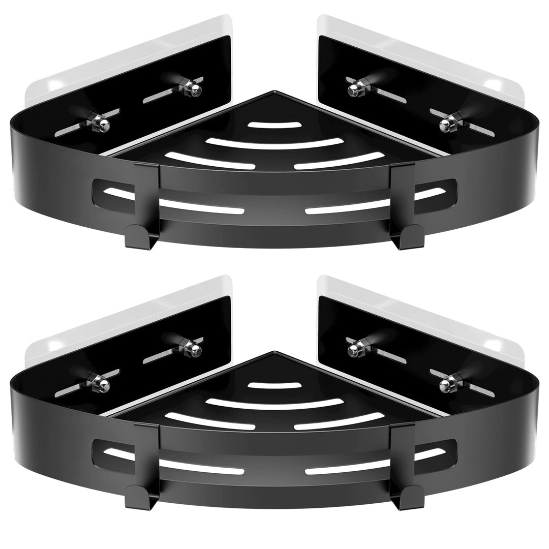 Uootach 2 Stück Duschablage Ohne Bohren, Eckablage Duschkorb Duschregal aus Aluminium mit Haken, Org