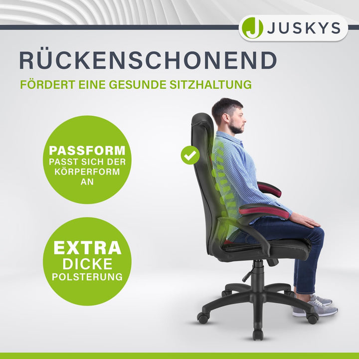 Juskys Racing Schreibtischstuhl Montreal ergonomisch höhenverstellbar & gepolstert 120 kg belastbar