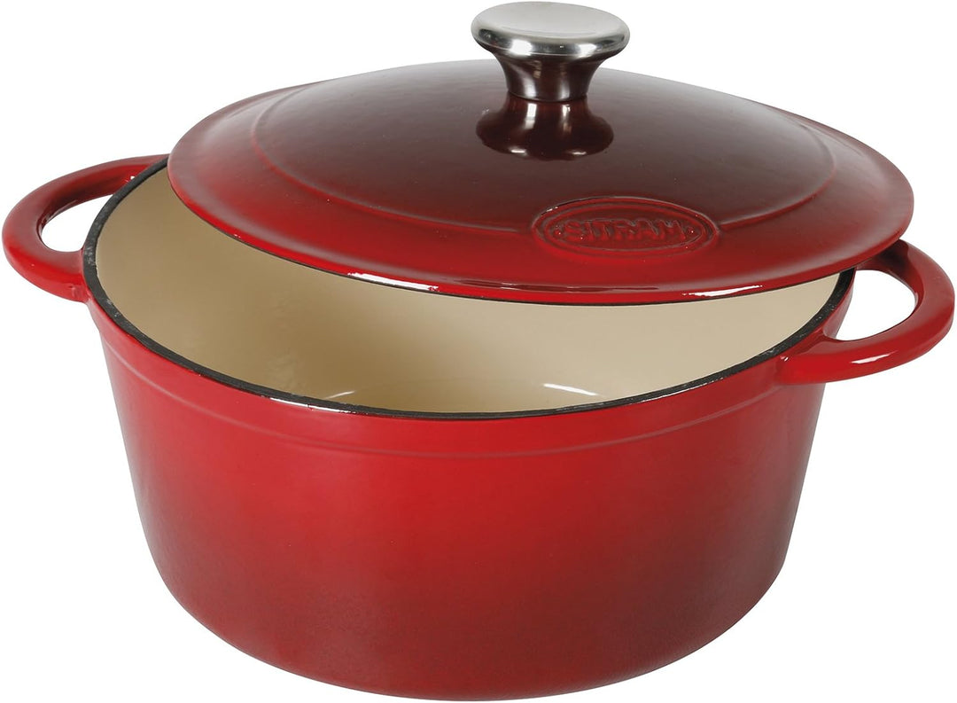 Sitram 710839 Schmortopf Gusseisen, Creme/Rot, Gusseisen, Rouge/Crème, 33 x 25 x 13,5 cm, 33 x 25 x