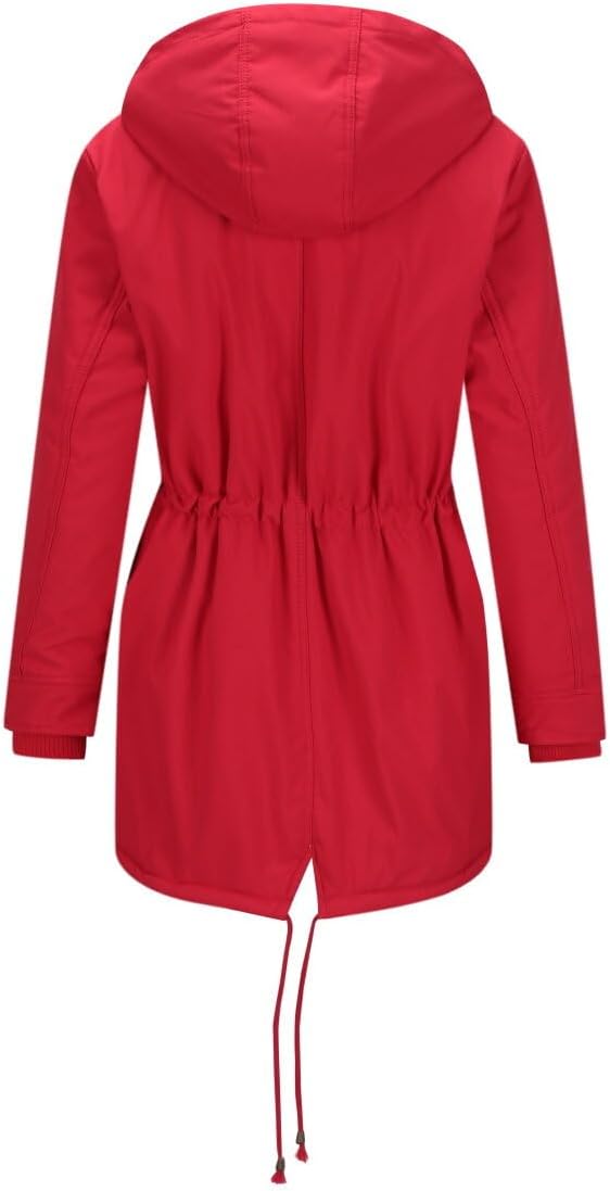 YYNUDA Wintermantel Damen Warm Gefüttert Winter Parka Mittellang Winterjacke Winterparka mit Fellkap